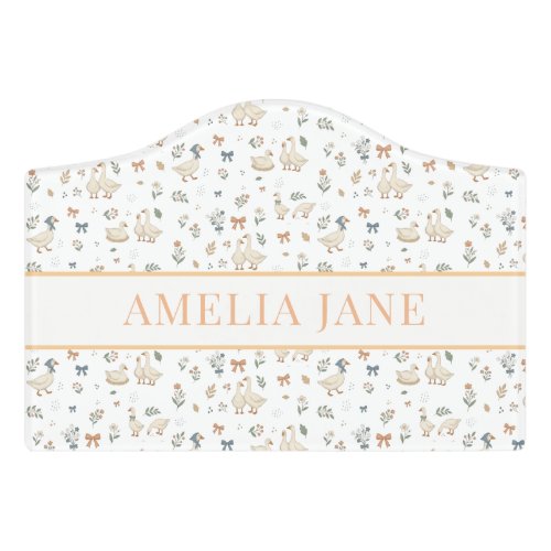 Personalized Goose Nursery Neutral Door Sign