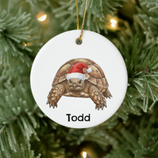 Personalized Gopher Tortoise with Santa Hat  Ceramic Ornament