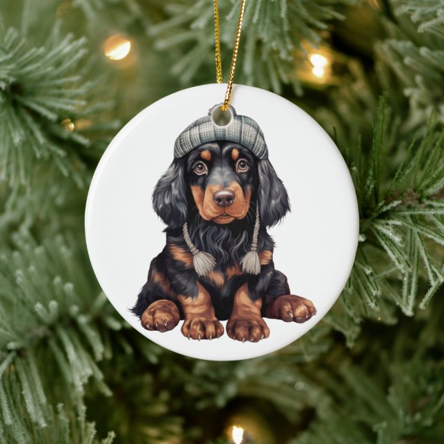 Personalized Gordon Setter Dog Ceramic Ornament (Tree)