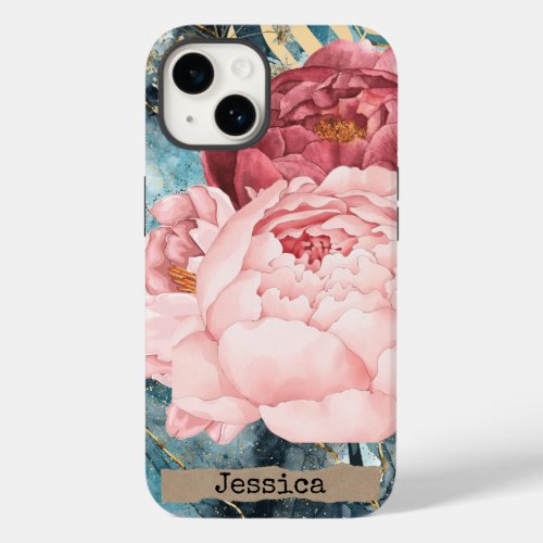 Personalized Gorgeious Watercolour Peony Print  Case_Mate iPhone 14 Case