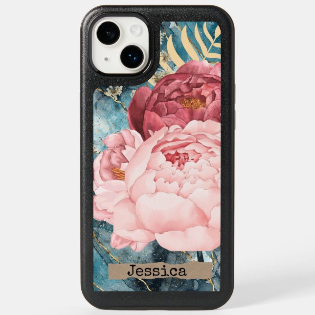 Personalized Gorgeious Watercolour Peony Print  Ot Otterbox iPhone Case (Back)