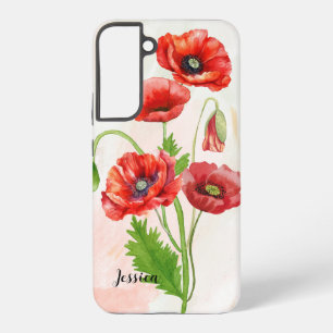 Personalized Gorgeious Watercolour Poppies Print  Samsung Galaxy S22+ Case