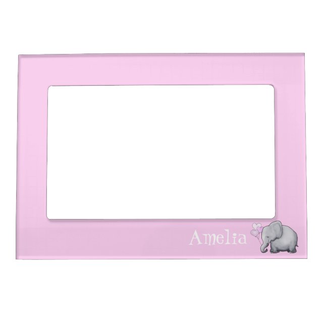 Personalized Gorgeous Baby Pink Elephant Nursery Magnetic Frame (Front)