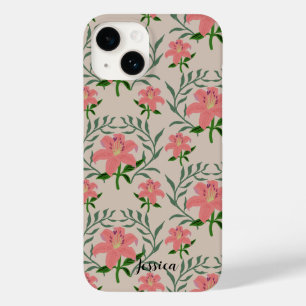 Personalized Gorgeous coral pink lily flower Case-Mate iPhone 14 Case