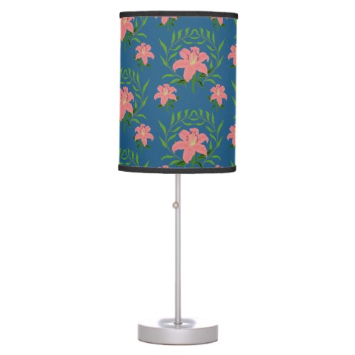 Personalized Gorgeous coral pink lily flower Table Lamp
