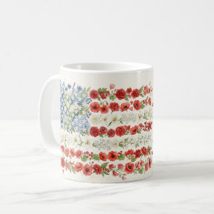 Personalized Gorgeous Watercolor American Flag Coffee Mug