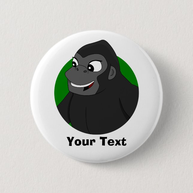 Personalized Gorilla Cartoon Button (Front)