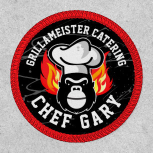 Personalized gorilla chef hat flames apparel patch