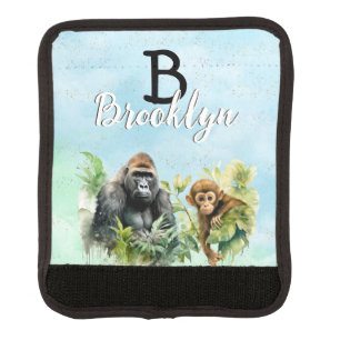 Personalized Gorilla Chimpanzee Jungle Monogram Luggage Handle Wrap