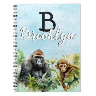 Personalized Gorilla Chimpanzee Jungle Monogram Notebook