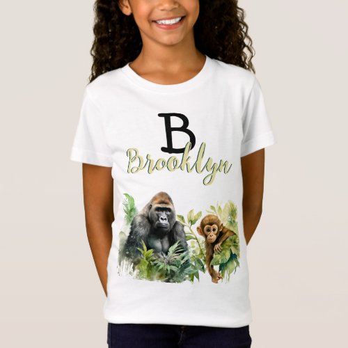 Personalized Gorilla Chimpanzee Jungle Monogram T_Shirt