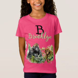 Personalized Gorilla Chimpanzee Jungle Monogram T-Shirt