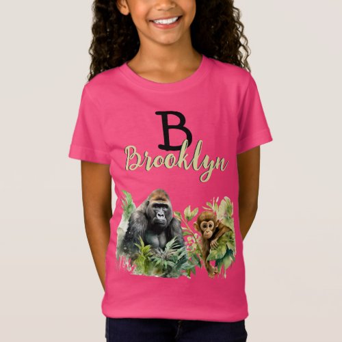 Personalized Gorilla Chimpanzee Jungle Monogram T_Shirt