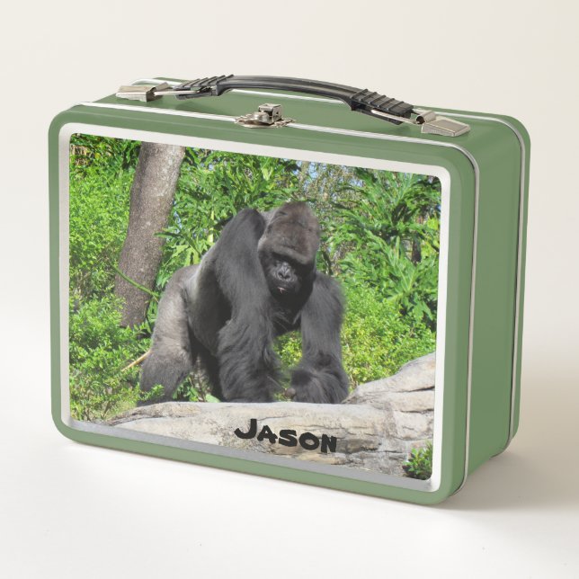 Personalized Gorilla  Metal Lunch Box (Front)