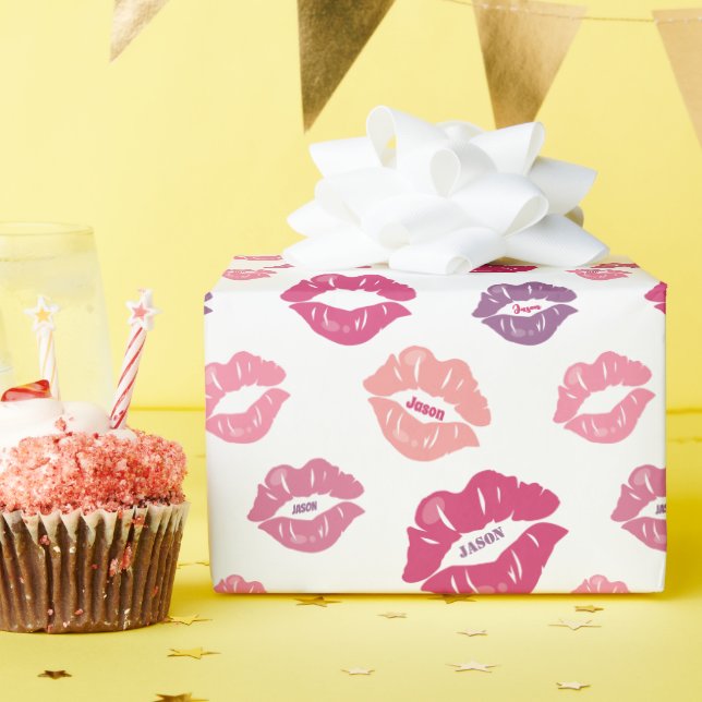 Personalized Got Your Name On My Lips Wrapping Paper (Birthday Party)