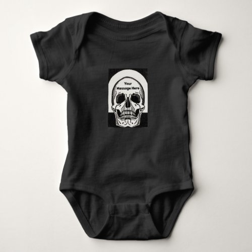 Personalized Goth Baby Skull Black Baby Bodysuit