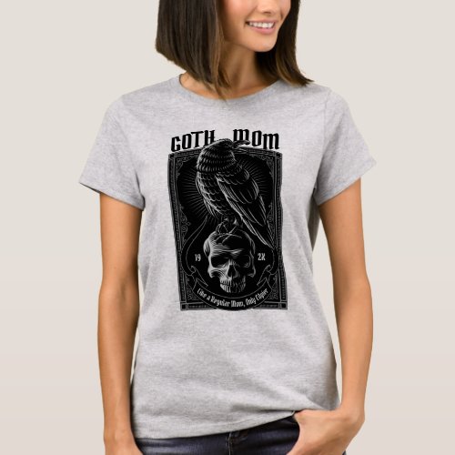 Personalized Goth Mom Raven  Skull T_Shirt