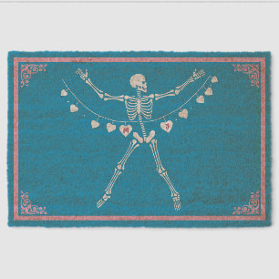 Personalized Goth Skeleton with Hearts Coir Mat
