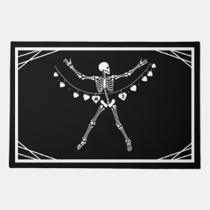 Personalized Goth Skeleton with Hearts Coir Mat