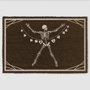 Personalized Goth Skeleton with Hearts Coir Mat