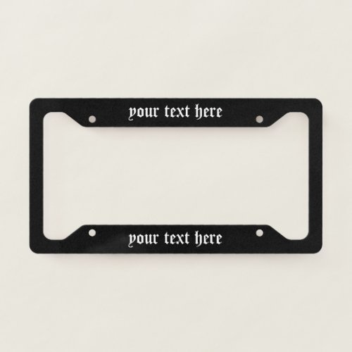 Personalized Gothic Black License Plate Frame