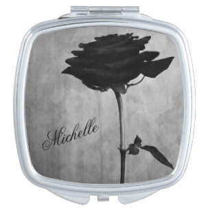 Personalized Gothic Black Rose Compact Mirror