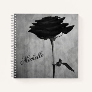 Personalized Gothic Black Rose Notebook