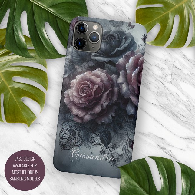 Personalized Gothic Chic Rose Floral Victorian iPhone Case (Creator Uploaded)