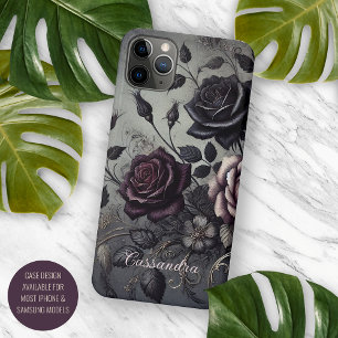 Personalized Gothic Dark Rose Floral Victorian iPhone 11Pro Max Case