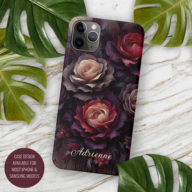 Personalized Gothic Dark Roses Floral Victorian iPhone Case (Creator Uploaded)