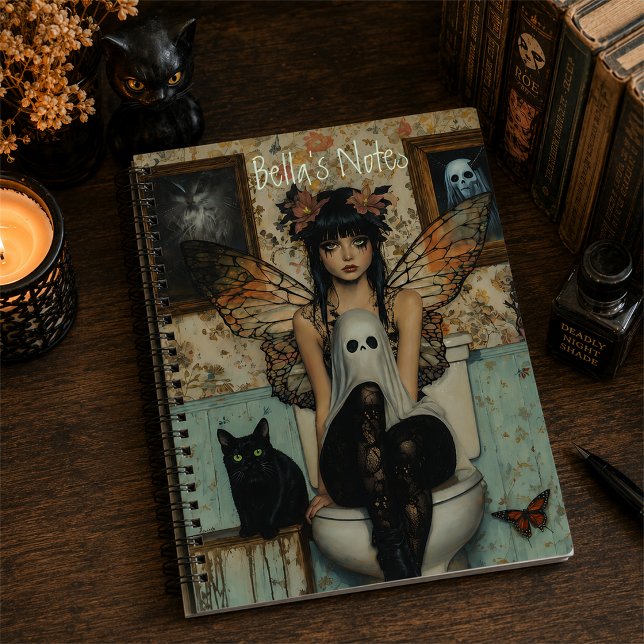 Personalized Gothic Fairy Ghost Cat Notebook (Creator Uploaded)