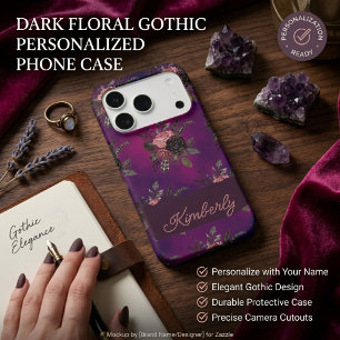 Personalized Gothic Floral Custom name iPhone 17 Pro Case