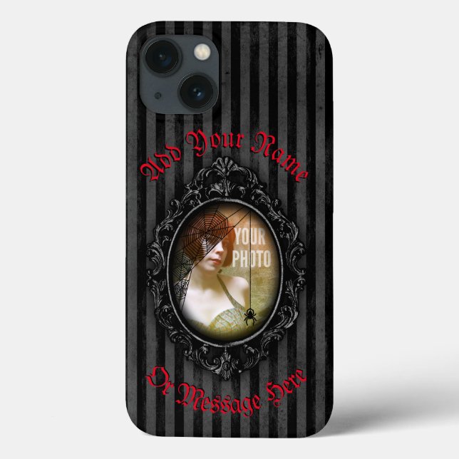 Personalized Gothic Frame With Spider iPhone Case (Back)