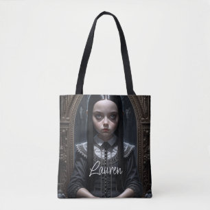 Personalized Gothic Girl Haunting Ai Art Halloween Tote Bag