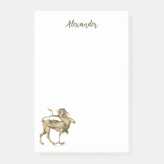 Personalized Gothic Griffin Renaissance Dragon Post-it Notes (Front)