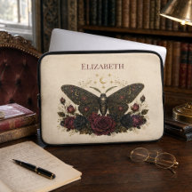 Personalized Gothic Moth Roses Vintage Ivory 