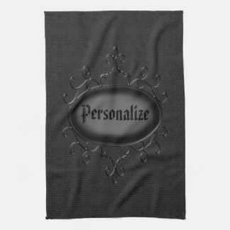 Personalized Gothic Ornament Black Kitchen Towel