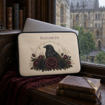 Personalized Gothic Raven Roses Vintage Ivory