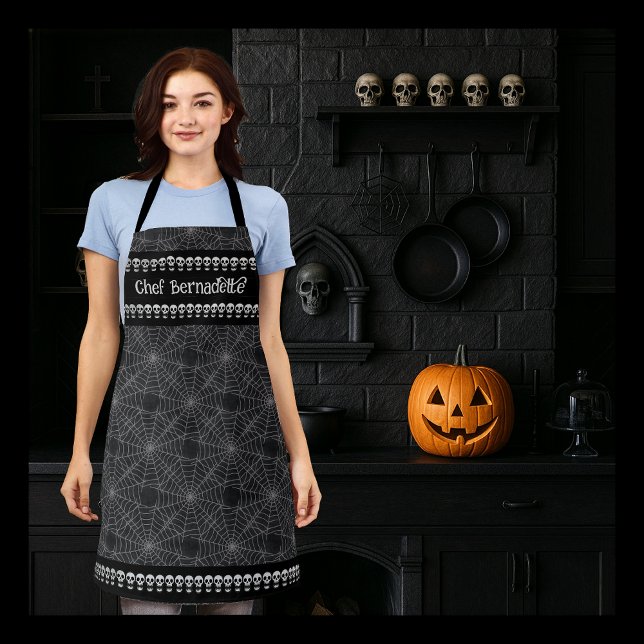 Personalized Gothic Skull and Spiderweb Apron (Creator Uploaded)