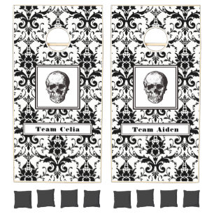 Personalized Gothic Skull Halloween Cornhole Set