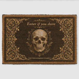 Personalized Gothic Skull Halloween Doormat Fiber Doormat