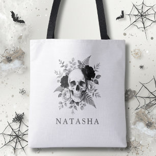 Personalized Gothic Skull Halloween Tote Bag