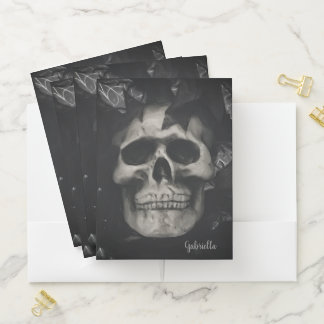 Personalized Gothic Skull Pocket Folder