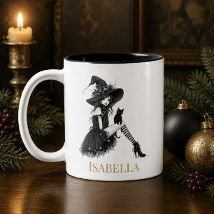 Personalized Gothic Witch – Custom Name Witchy Two-Tone Coffee Mug
