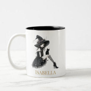 Personalized Gothic Witch – Custom Name Witchy Two-Tone Coffee Mug