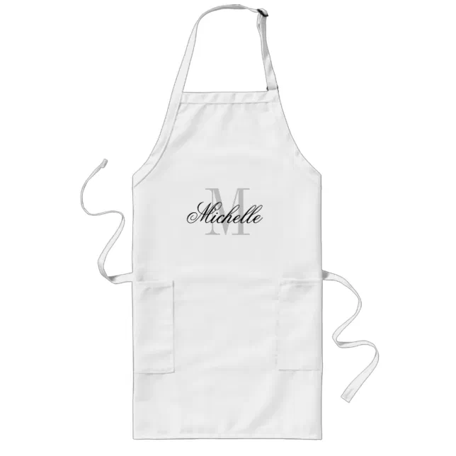 Personalized Initial Name Apron Kitchen Gifts for Women Man - Custom  Initial Design Chef Cooking BBQ Grill Baking Barbecue White Aprons - Cute  Gifts