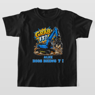 Personalized Grab It Blue Excavator T-Shirt