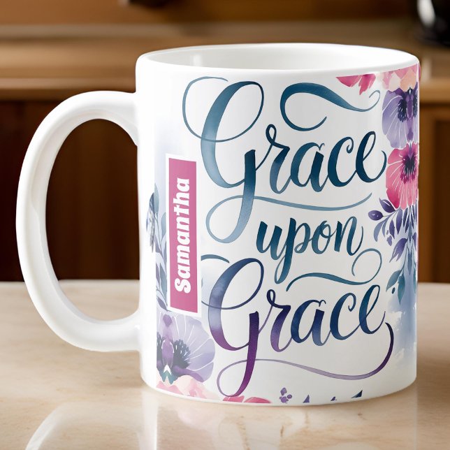 Personalized Grace Upon Grace Christian Coffee Mug (Creator Uploaded)