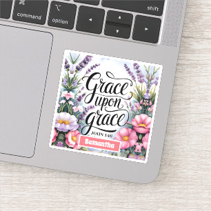 Personalized Grace Upon Grace Christian Women Sticker