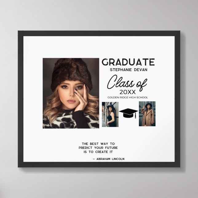 Personalized Grad Art - Custom Name & Year Framed Art (Framed Front)